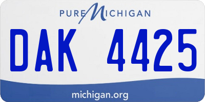MI license plate DAK4425