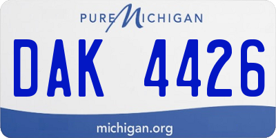 MI license plate DAK4426