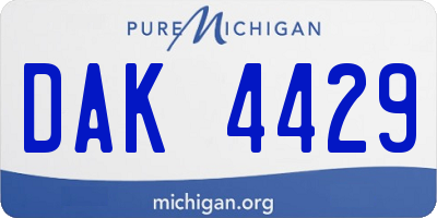 MI license plate DAK4429
