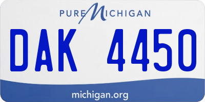 MI license plate DAK4450