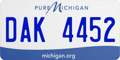 MI license plate DAK4452
