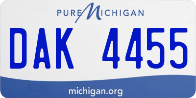 MI license plate DAK4455