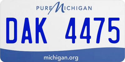 MI license plate DAK4475