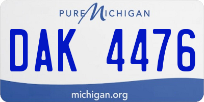 MI license plate DAK4476