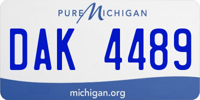 MI license plate DAK4489