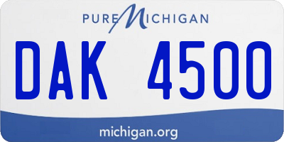 MI license plate DAK4500