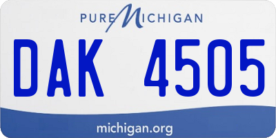MI license plate DAK4505