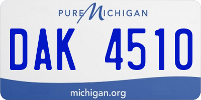 MI license plate DAK4510