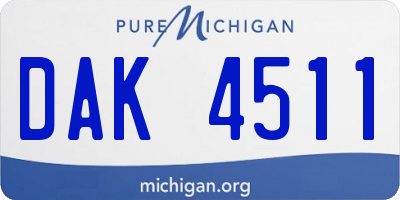 MI license plate DAK4511