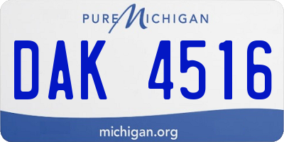 MI license plate DAK4516