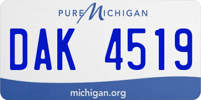 MI license plate DAK4519