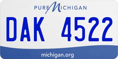 MI license plate DAK4522