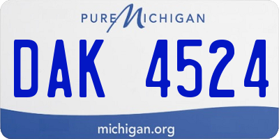MI license plate DAK4524