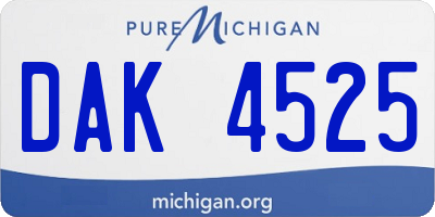 MI license plate DAK4525