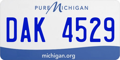 MI license plate DAK4529