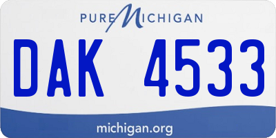MI license plate DAK4533