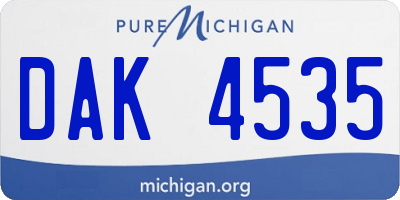 MI license plate DAK4535