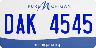 MI license plate DAK4545