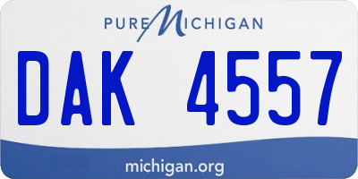 MI license plate DAK4557