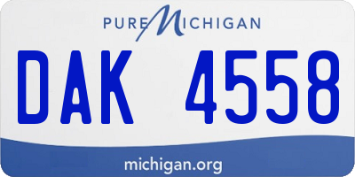 MI license plate DAK4558