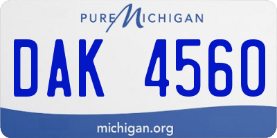 MI license plate DAK4560