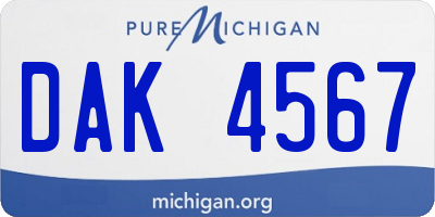 MI license plate DAK4567