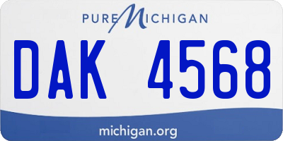 MI license plate DAK4568