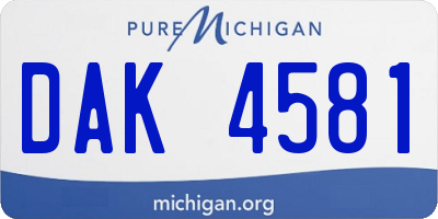 MI license plate DAK4581