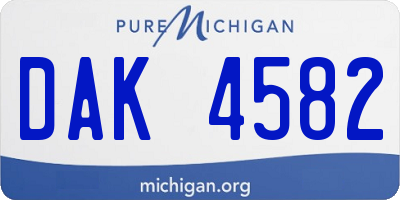MI license plate DAK4582