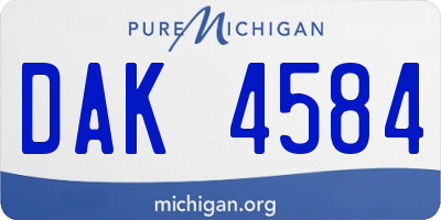 MI license plate DAK4584