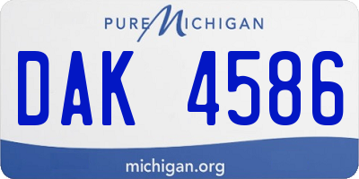 MI license plate DAK4586