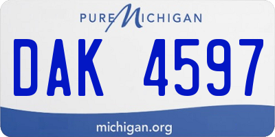 MI license plate DAK4597