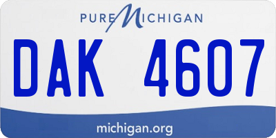 MI license plate DAK4607