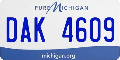MI license plate DAK4609