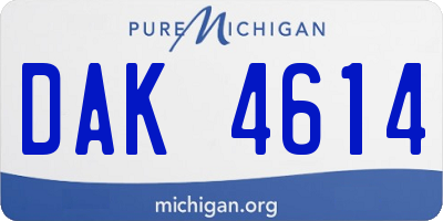 MI license plate DAK4614