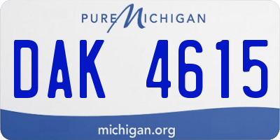 MI license plate DAK4615