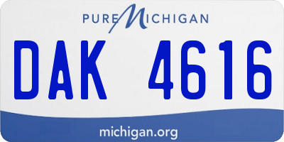 MI license plate DAK4616