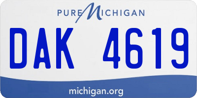 MI license plate DAK4619