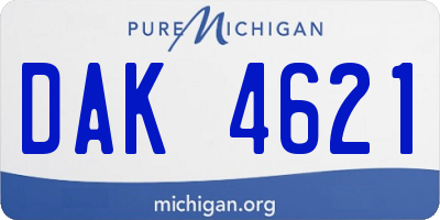 MI license plate DAK4621