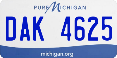 MI license plate DAK4625
