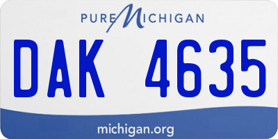 MI license plate DAK4635