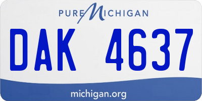 MI license plate DAK4637