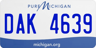 MI license plate DAK4639