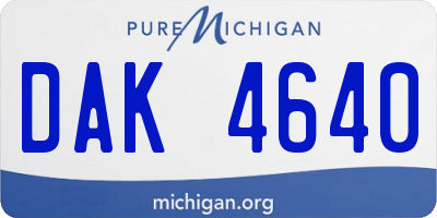 MI license plate DAK4640