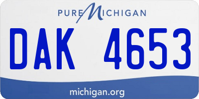 MI license plate DAK4653