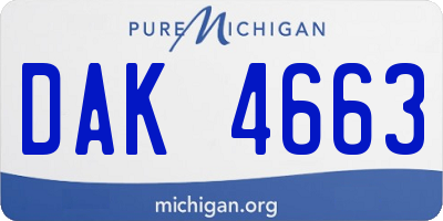 MI license plate DAK4663
