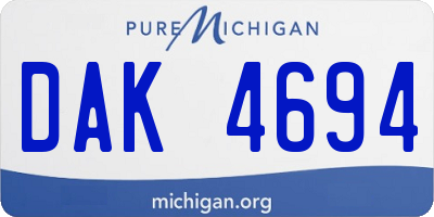 MI license plate DAK4694