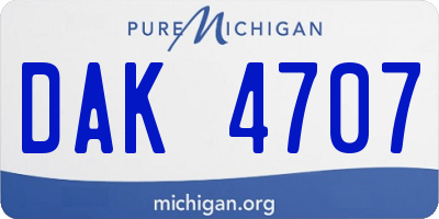 MI license plate DAK4707