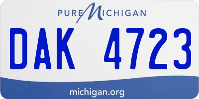 MI license plate DAK4723