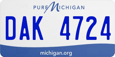MI license plate DAK4724